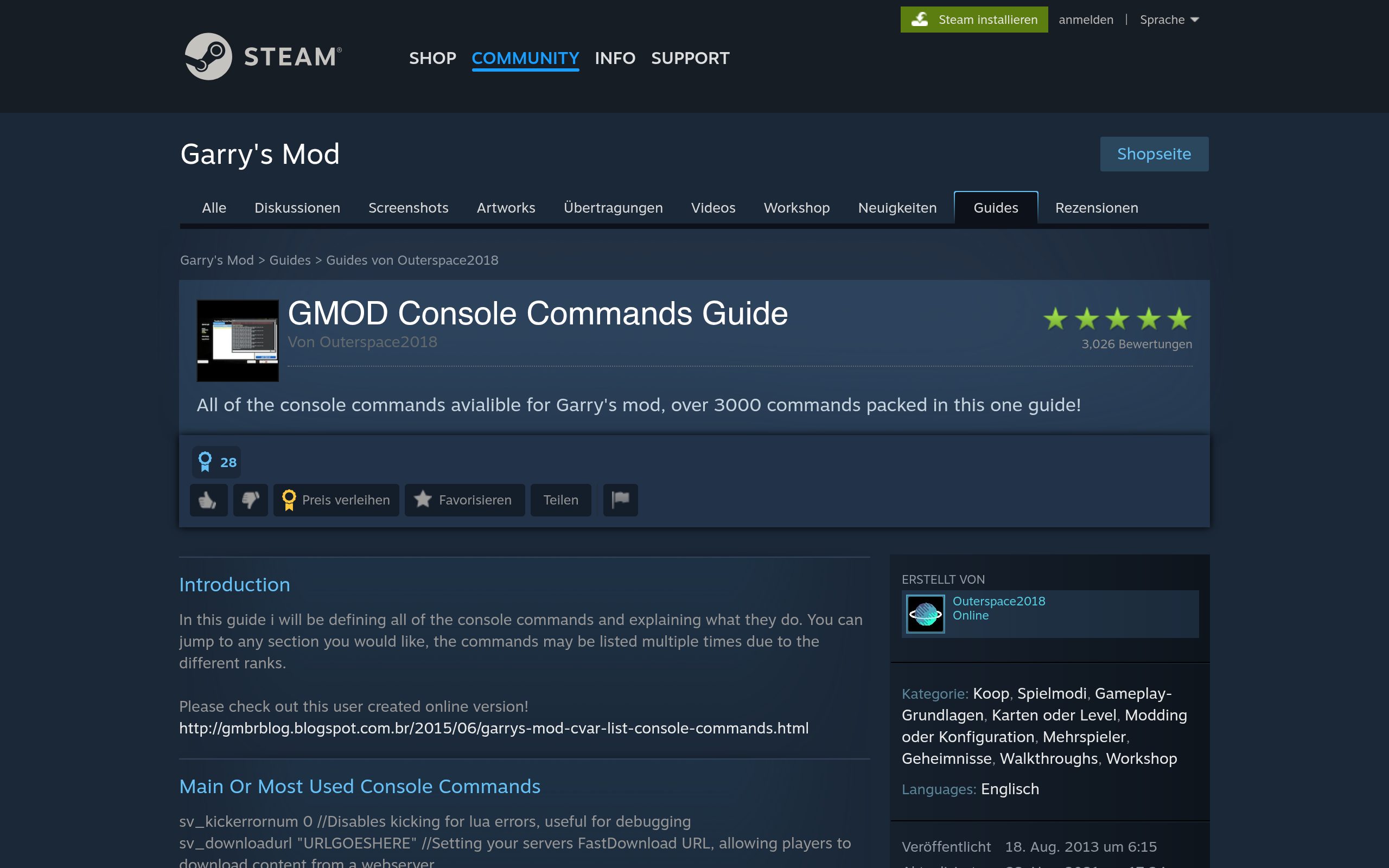 GMOD Console Commands Guide