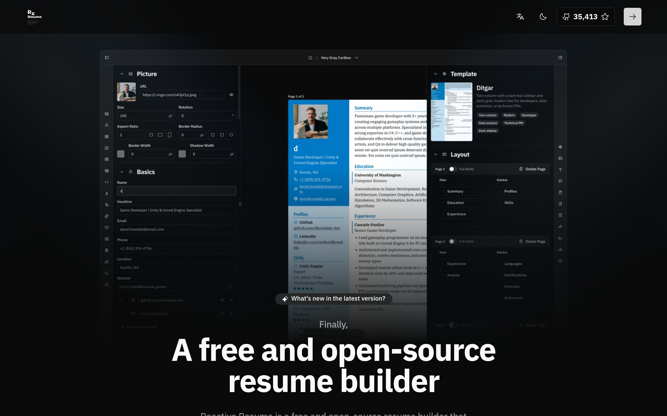 Reactive Resume Builder