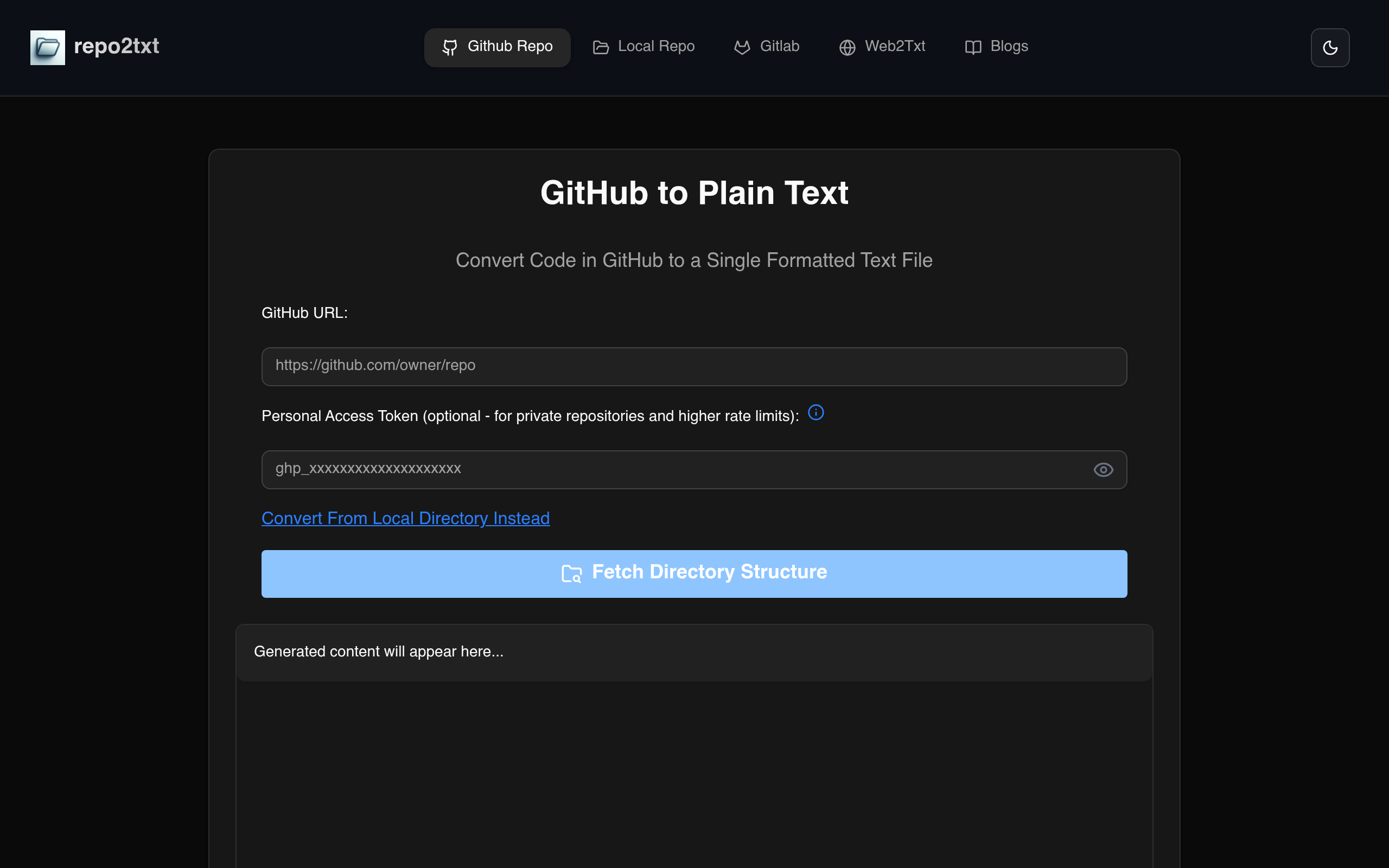 Repo to Plain Text Converter | Repo2Txt