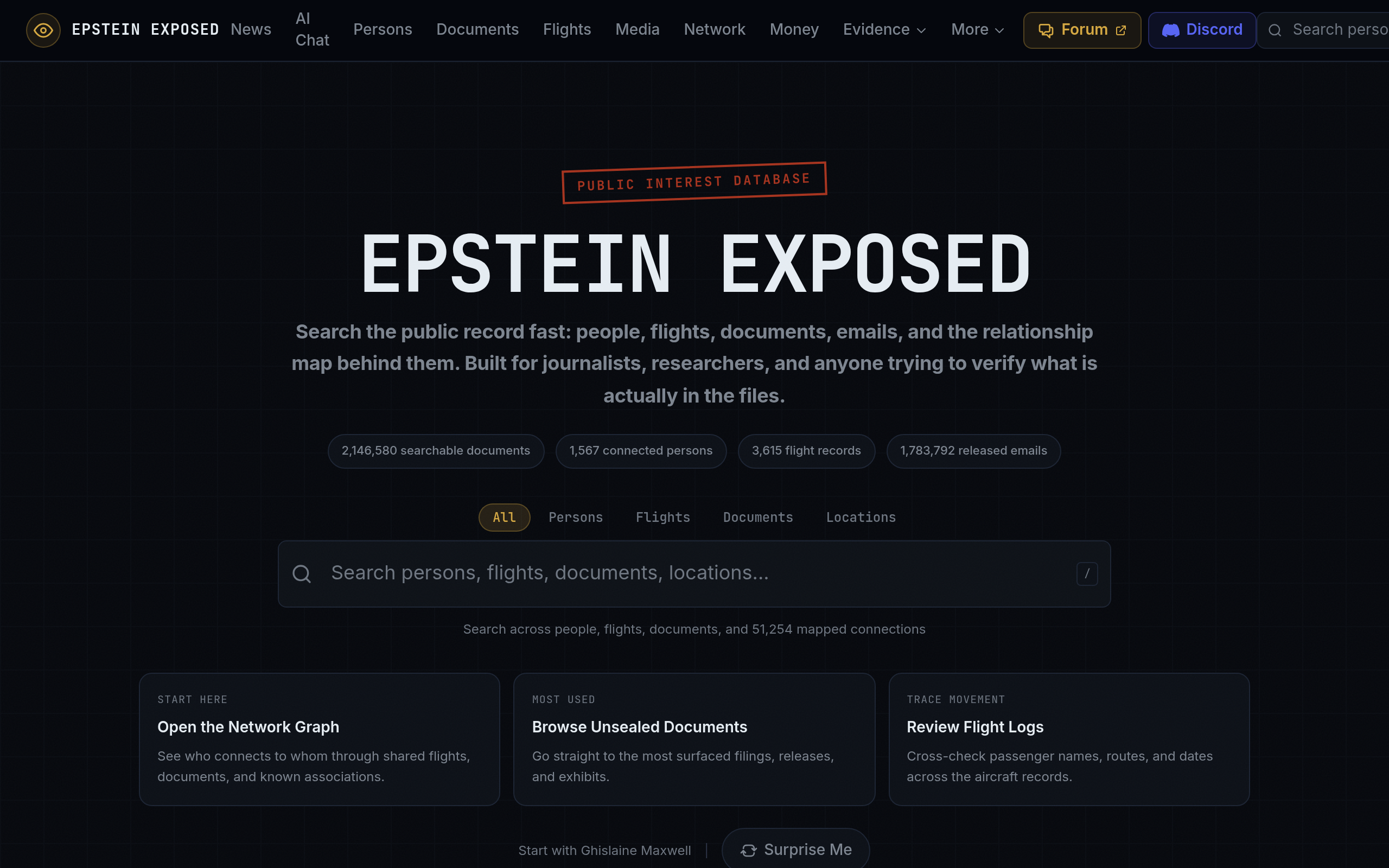 Epstein Exposed - Search 2.1M+ Documents, Flight Logs, and Connections